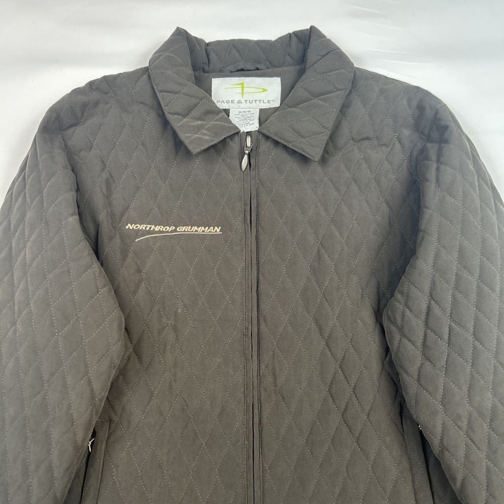 VTG Northrop Grumman Jacket Womens Large Brown Full Zip Quilted Paige and Tuttle